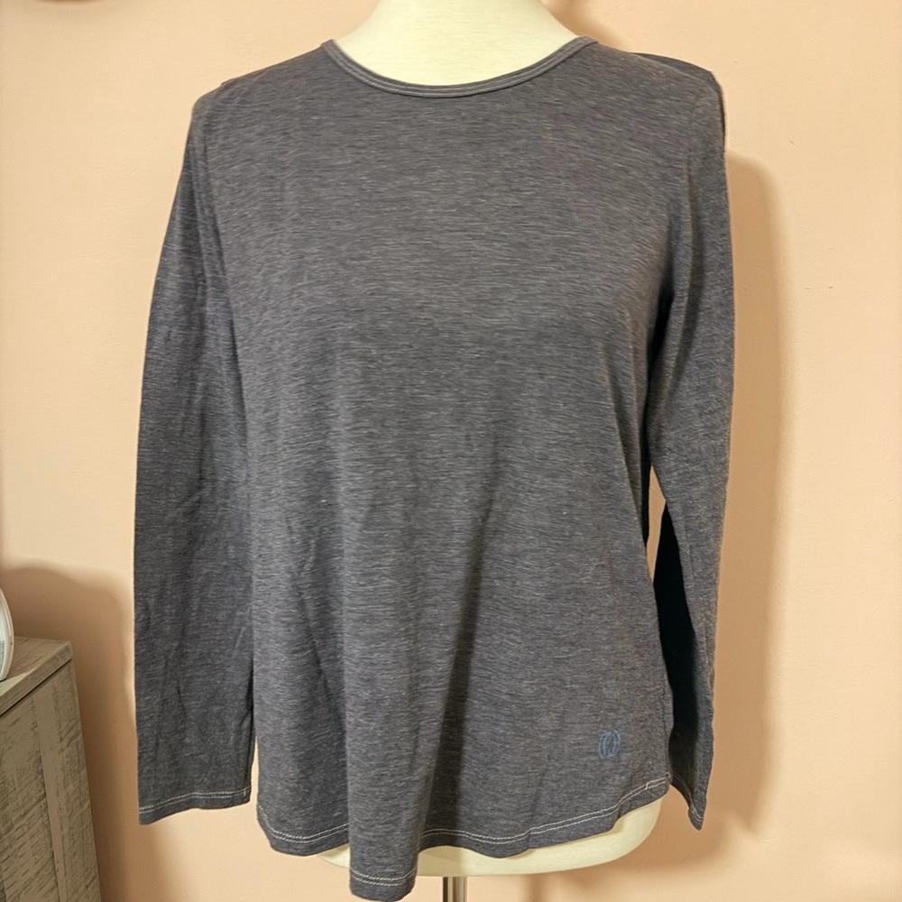 Marika Women’s Gray Long Sleeve Active Tee with Open Back Sz M